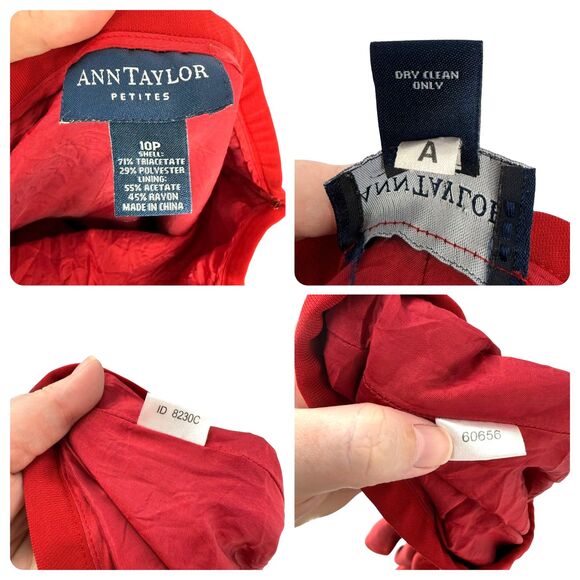 Ann Taylor Petites 10P High Rise Wide Leg Pants Red Lined Side Zip Career FLAW! - Picture 15 of 15